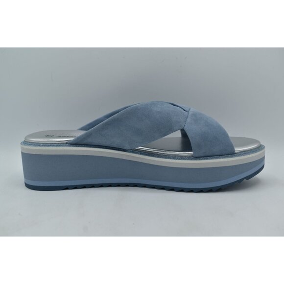 Johnston & Murphy Women Size 8.5 Grace Cross Band Slate Blue Suede Slide Sandals - Picture 7 of 14
